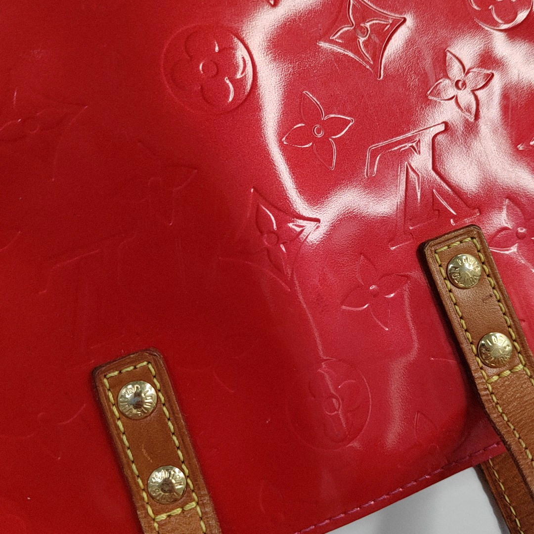 LOUIS VUITTON READE Small size Red Patent Leather Embossed Handbag Golden hardware-(SKU)-943110469