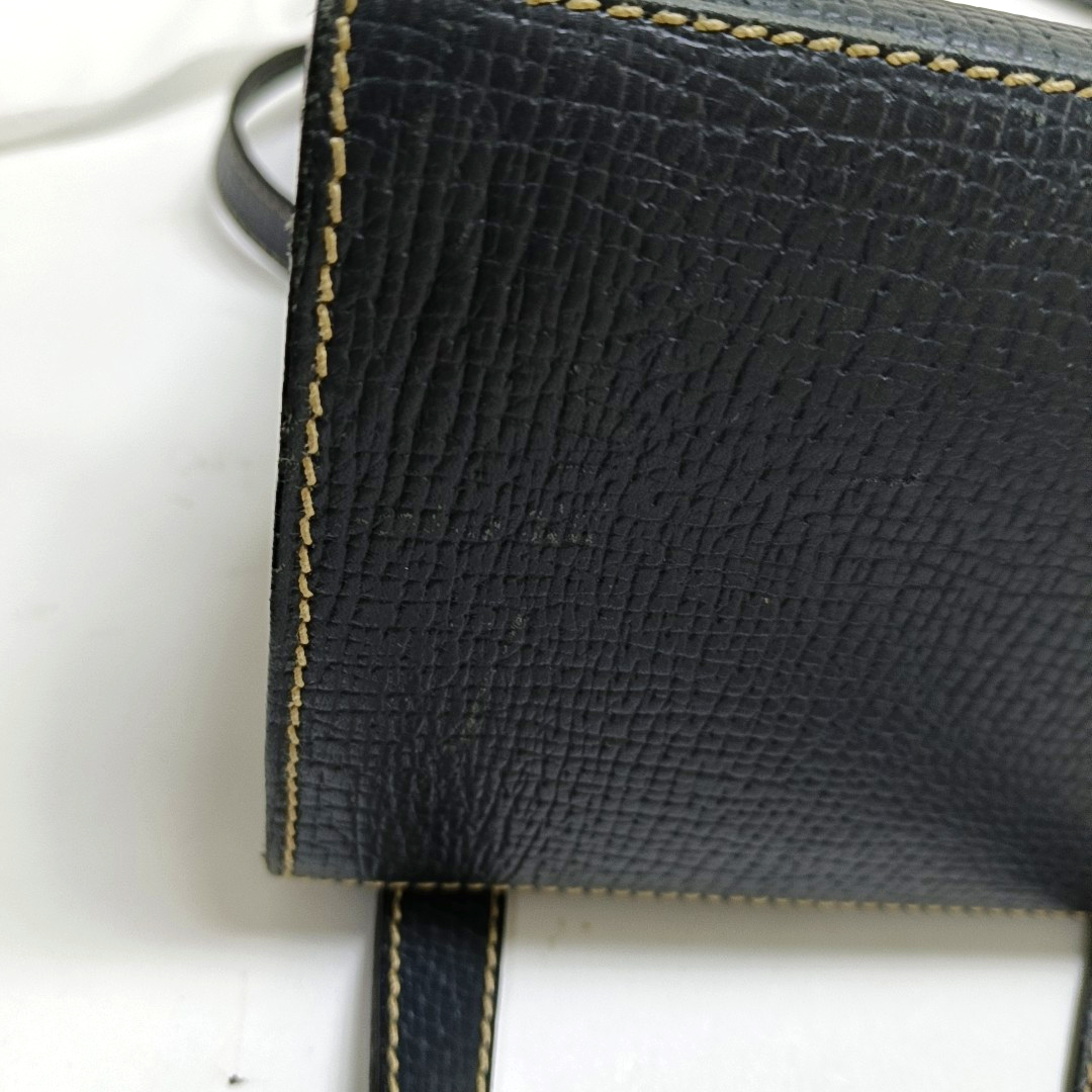 LOEWE Dark Blue Cowhide Single Shoulder Bag Handbag Golden hardware-(SKU)-954940075