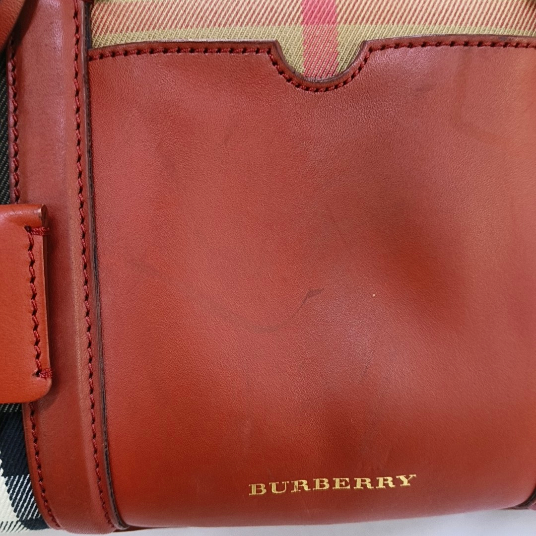 BURBERRY Alchester Red Canvas Handbag Golden hardware-(SKU)-959788155
