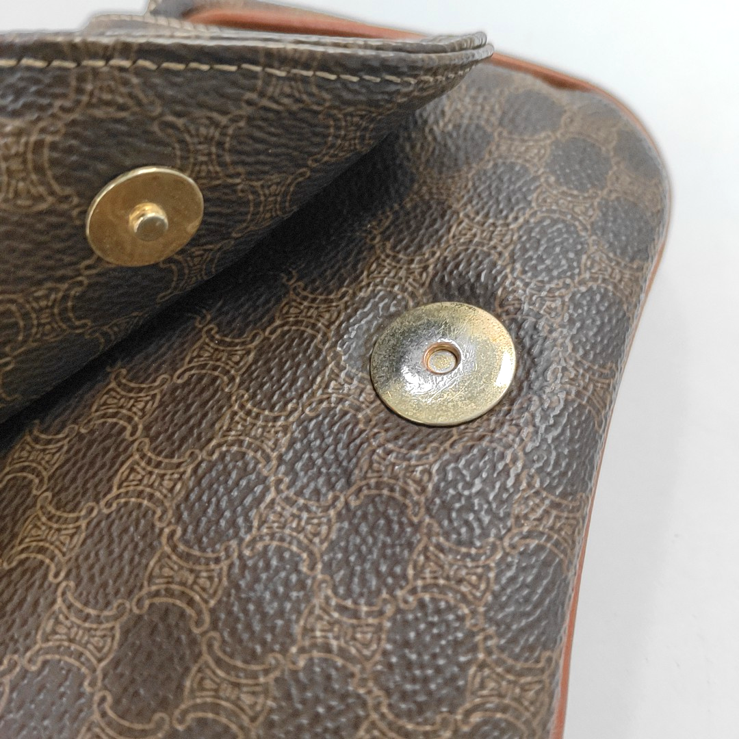 CELINE Black coated canvas Arc de Triomphe handbag腰包/胸包 Golden hardware-(SKU)-942847471