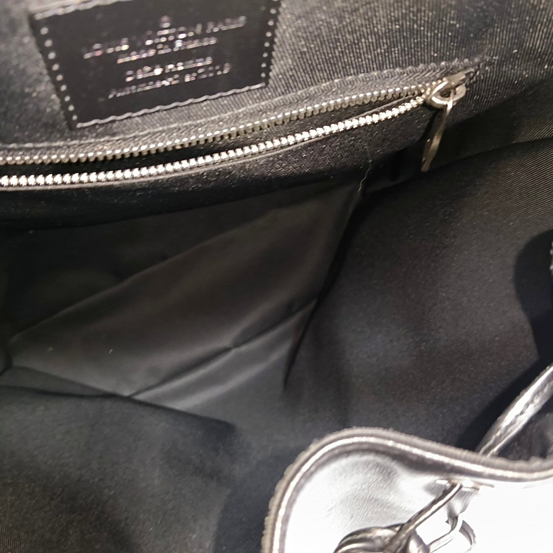 LOUIS VUITTON CHRISTOPHER Large Black Leather Backpack Tote Bag Black Hardware-(SKU)-971075837