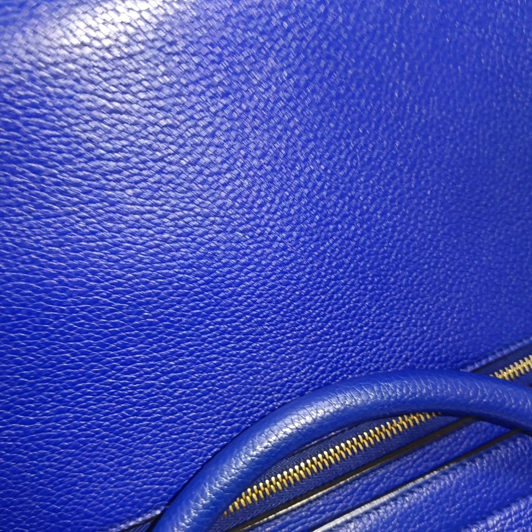 CELINE TRAPEZE Small size Blue Calfskin Swing Bag Single Shoulder Bag Handbag Golden hardware Removable shoulder strap-(SKU)-14291414