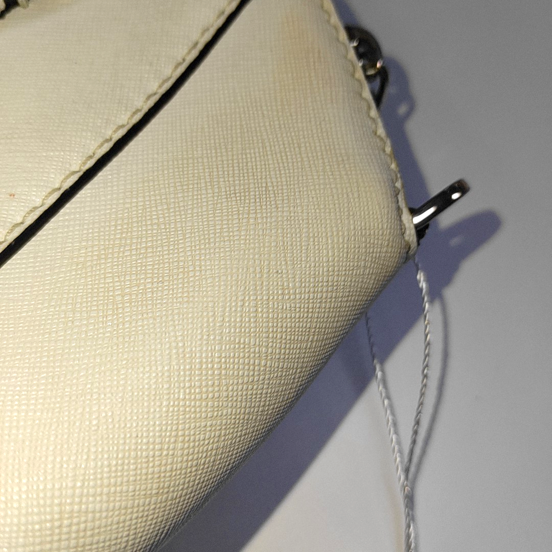 MICHAEL KORS Tote bag White Leather Patchwork Inset Crossbody Single Shoulder Bag Handbag Golden hardware Removable shoulder strap-(SKU)-932783856