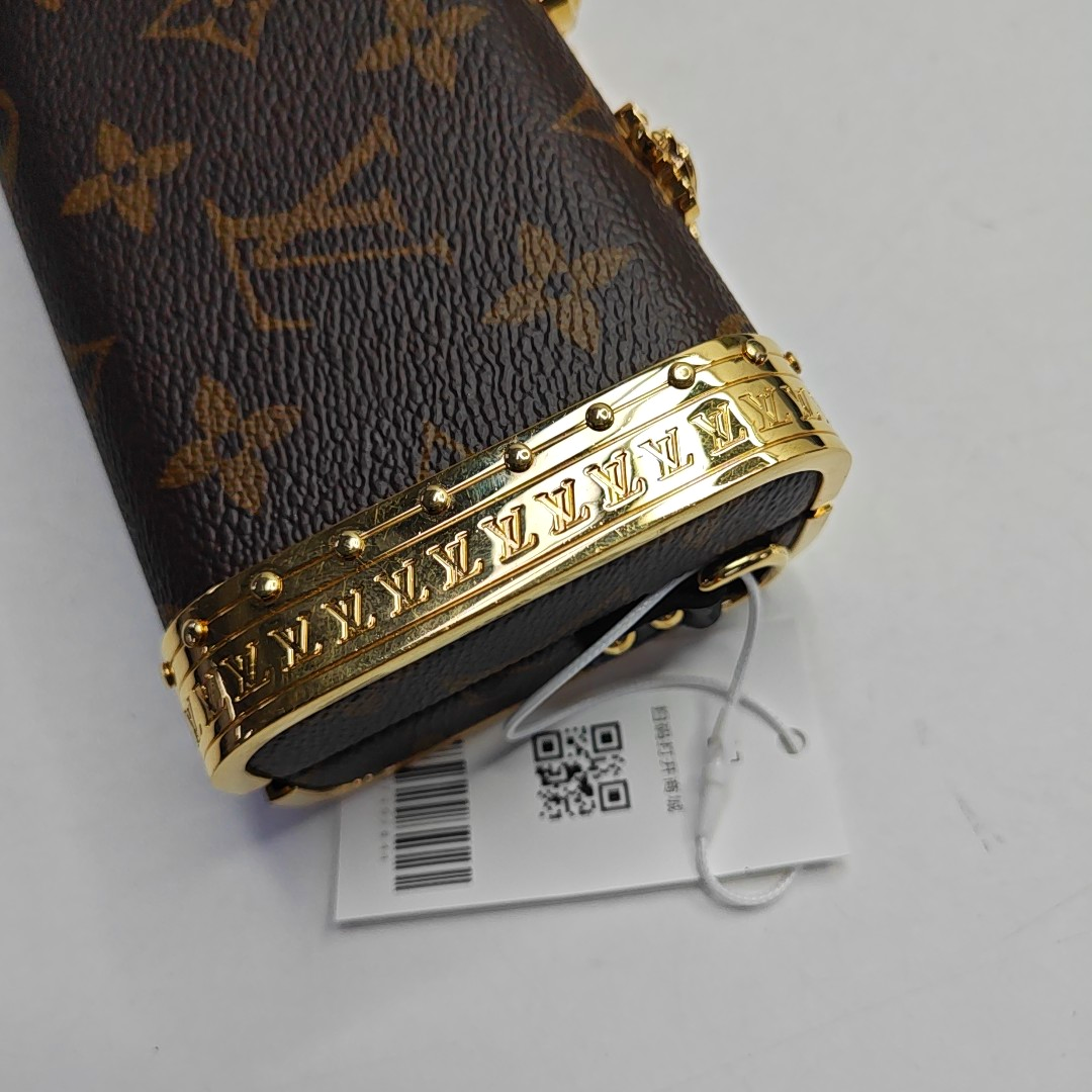 LOUIS VUITTON VANITY CASE Brown Coated Canvas Monogram Crossbody Shoulder Bag Tote Bag Gold Hardware 2 Removable Shoulder Straps-(SKU)-957302844