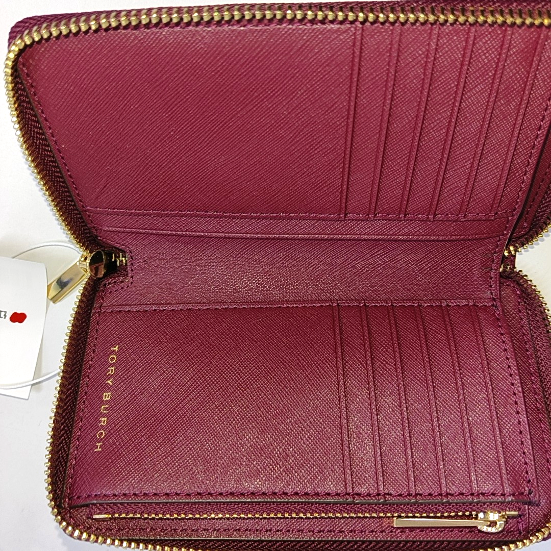 TORY BURCH York Burgundy leather wallet Golden hardware-(SKU)-941857732