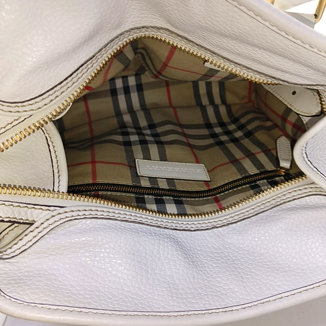 BURBERRY Minford Small size White Cowhide Single Shoulder Handbag Crossbody Bag Golden hardware Removable shoulder strap-(SKU)-952428263