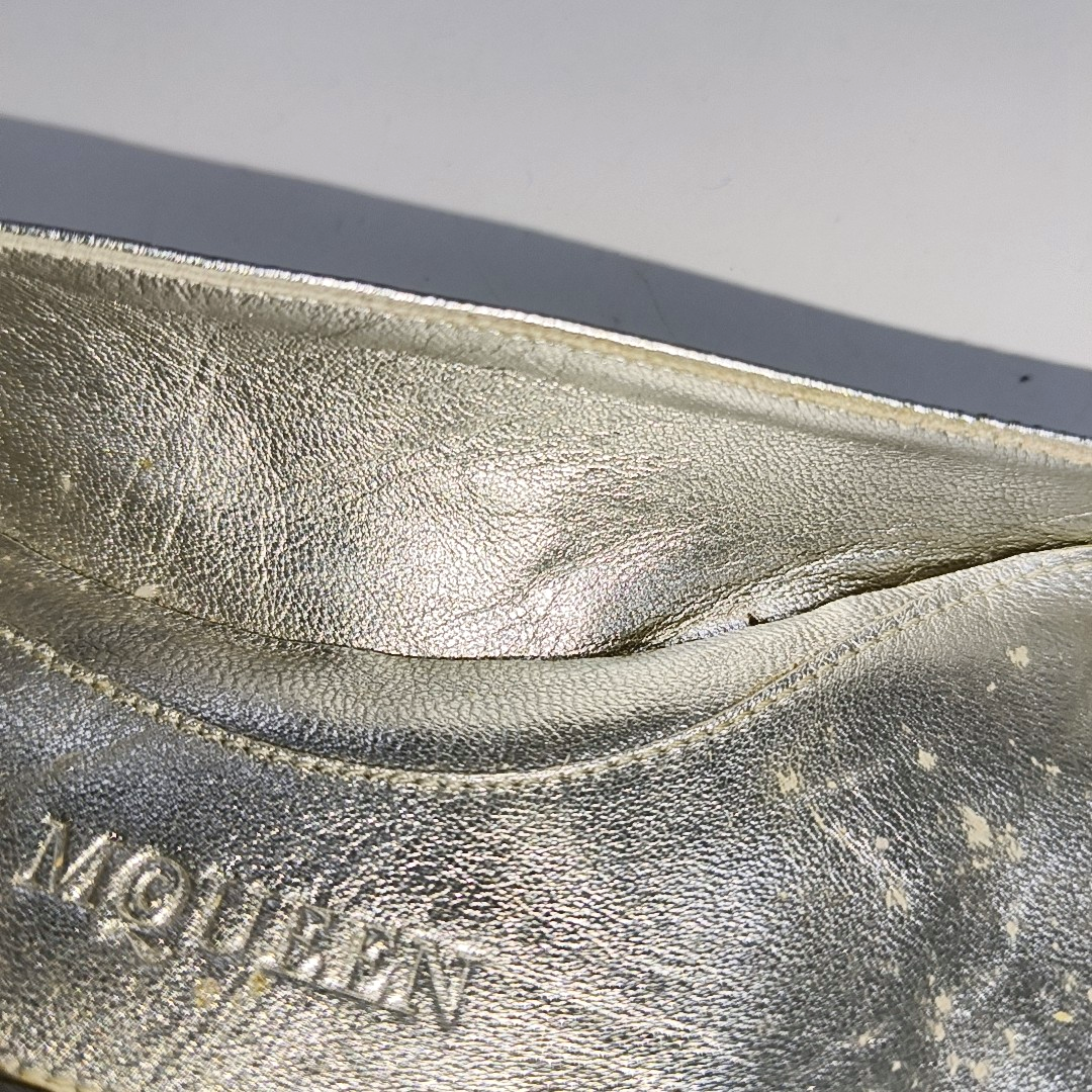 Alexander McQUEEN 36.5code Silver Leather Women's Low Heel Oxfords-(SKU)-14148185