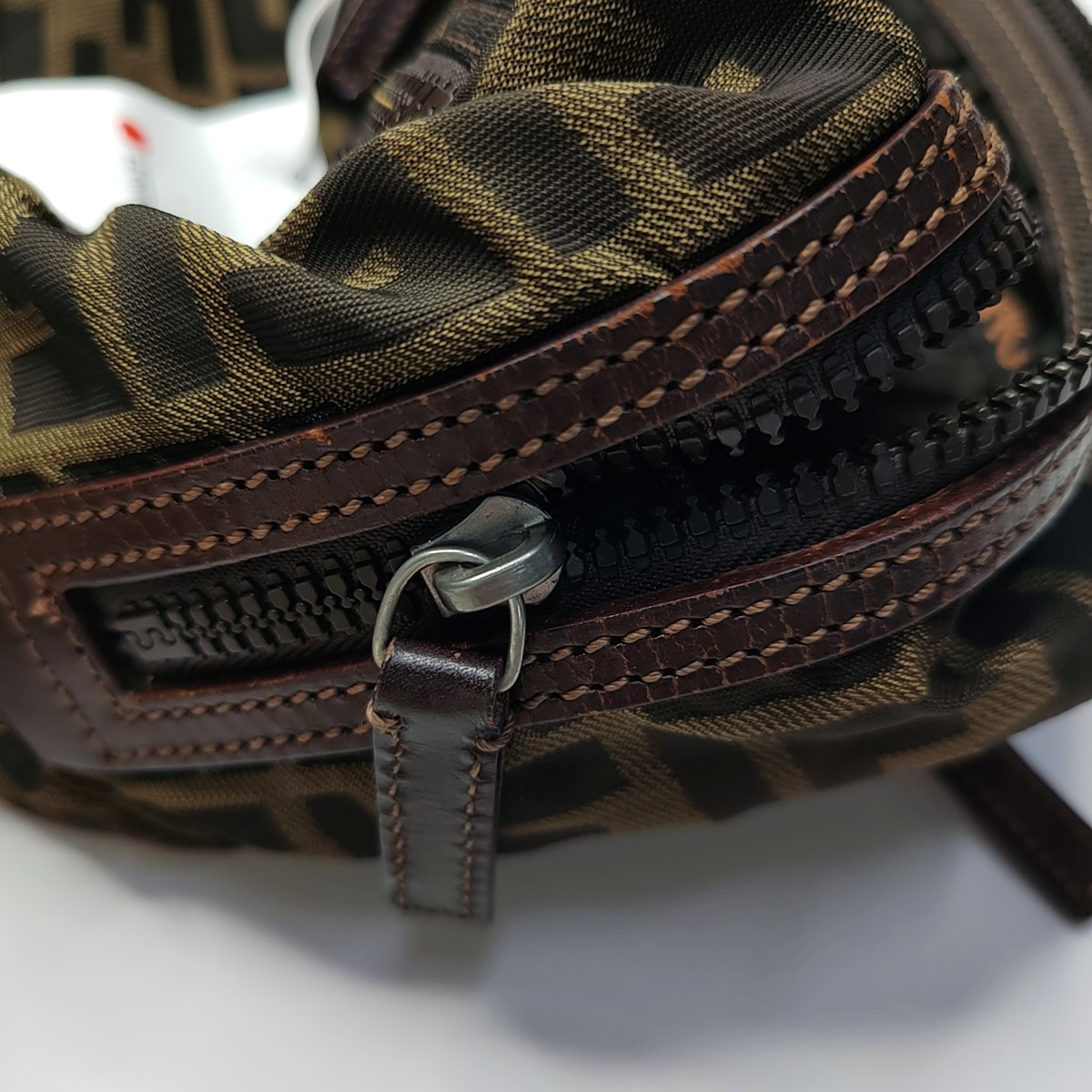 FENDI 棕色织物双F提花手拿包 Silver Hardware-(SKU)-934821117
