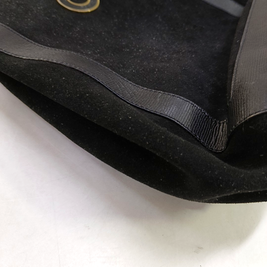 CELINE Tote bag Black Suede Leather Shoulder and Handbag Golden hardware-(SKU)-941997347