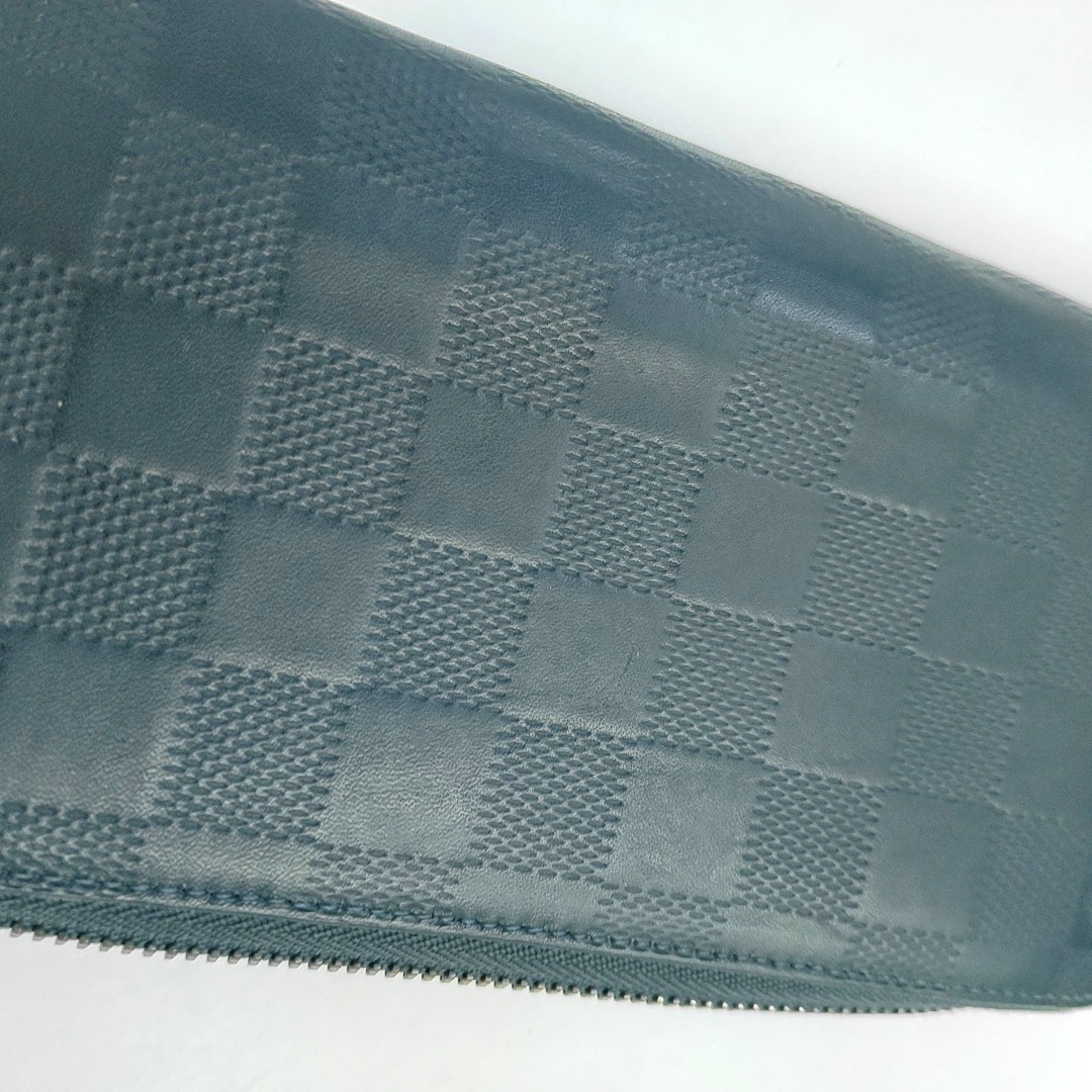 LOUIS VUITTON Dark Blue Cowhide Checkered Wallet Silver Hardware-(SKU)-954637062