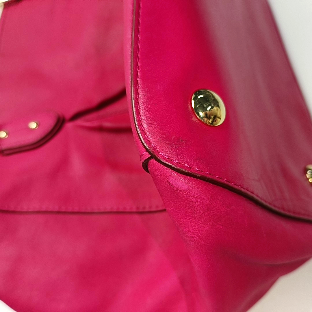 COACH Colette Fuchsia Leather Shoulder Tote Crossbody Bag Golden hardware Removable shoulder strap-(SKU)-931965984