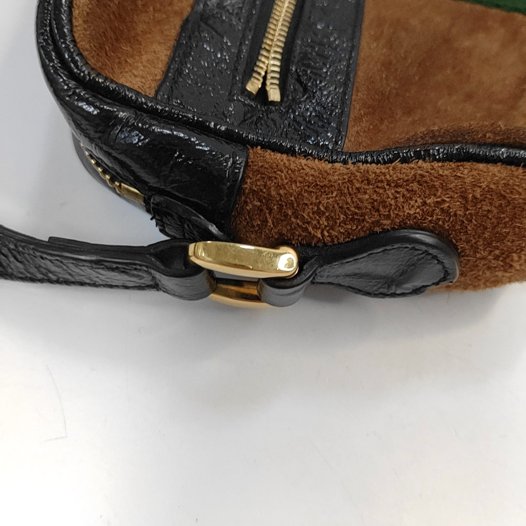 GUCCI Ophidia mini Brown Suede Leather Striped Webbing Single Shoulder Bag Crossbody Bag Golden hardware-(SKU)-953950418