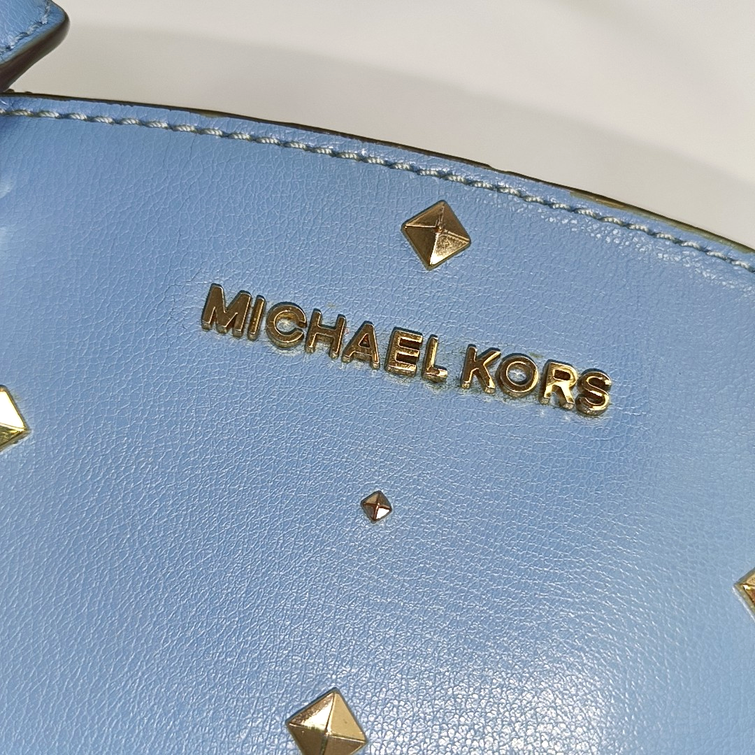 MICHAEL KORS Tote bag Small size Blue Cowhide Studs Single Shoulder Bag Tote Bag Crossbody Bag Golden hardware Removable shoulder strap-(SKU)-929655506