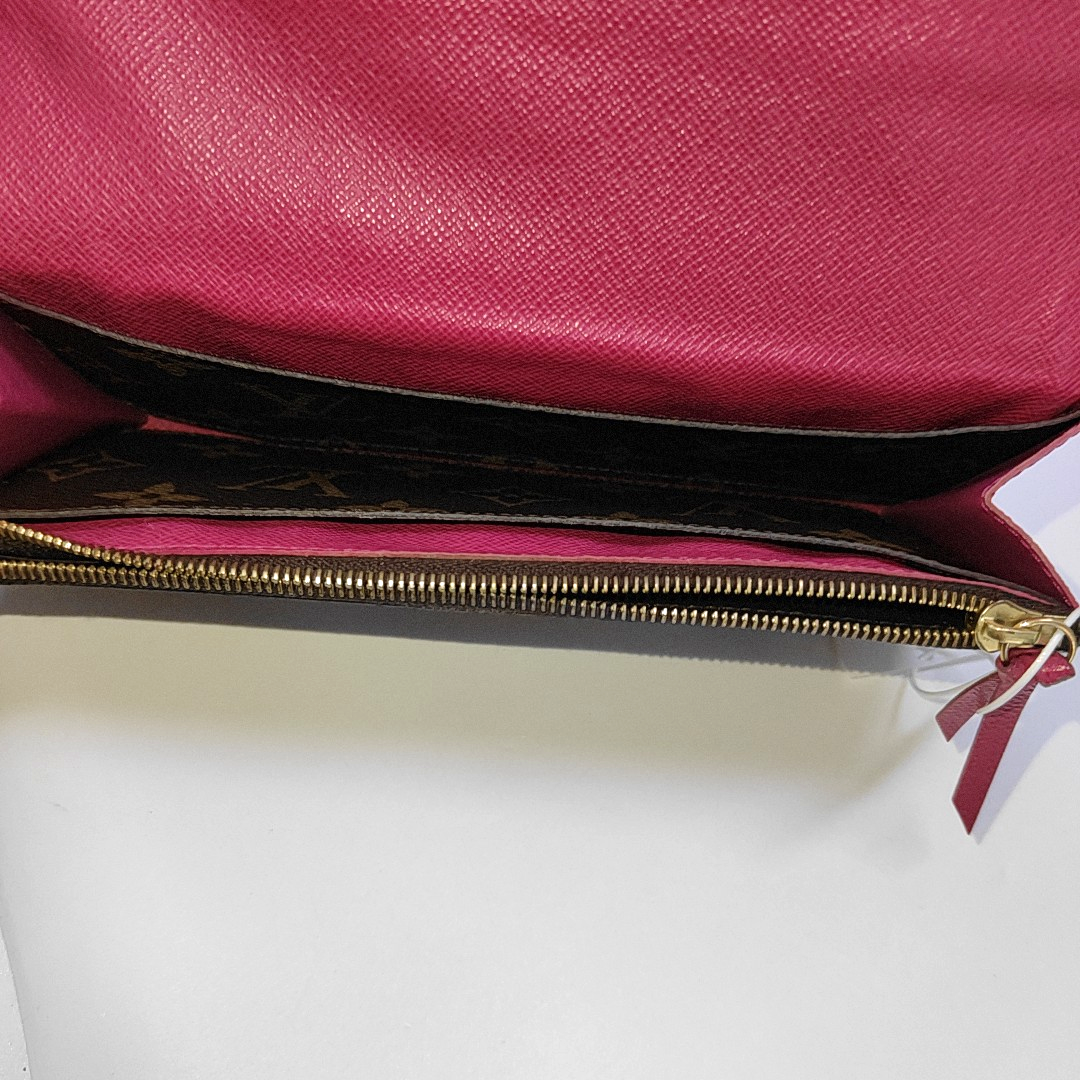 LOUIS VUITTON EMILIE Brown coated canvas vintage wallet Golden hardware-(SKU)-960163038