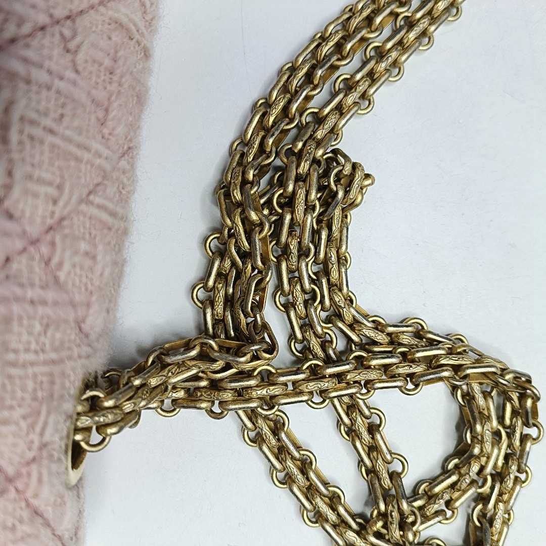 CHANEL 2.55 Small Light Pink Fabric Quilted Chain Shoulder Bag Crossbody Bag with Gold Hardware 23 Clasp-(SKU)-960446788