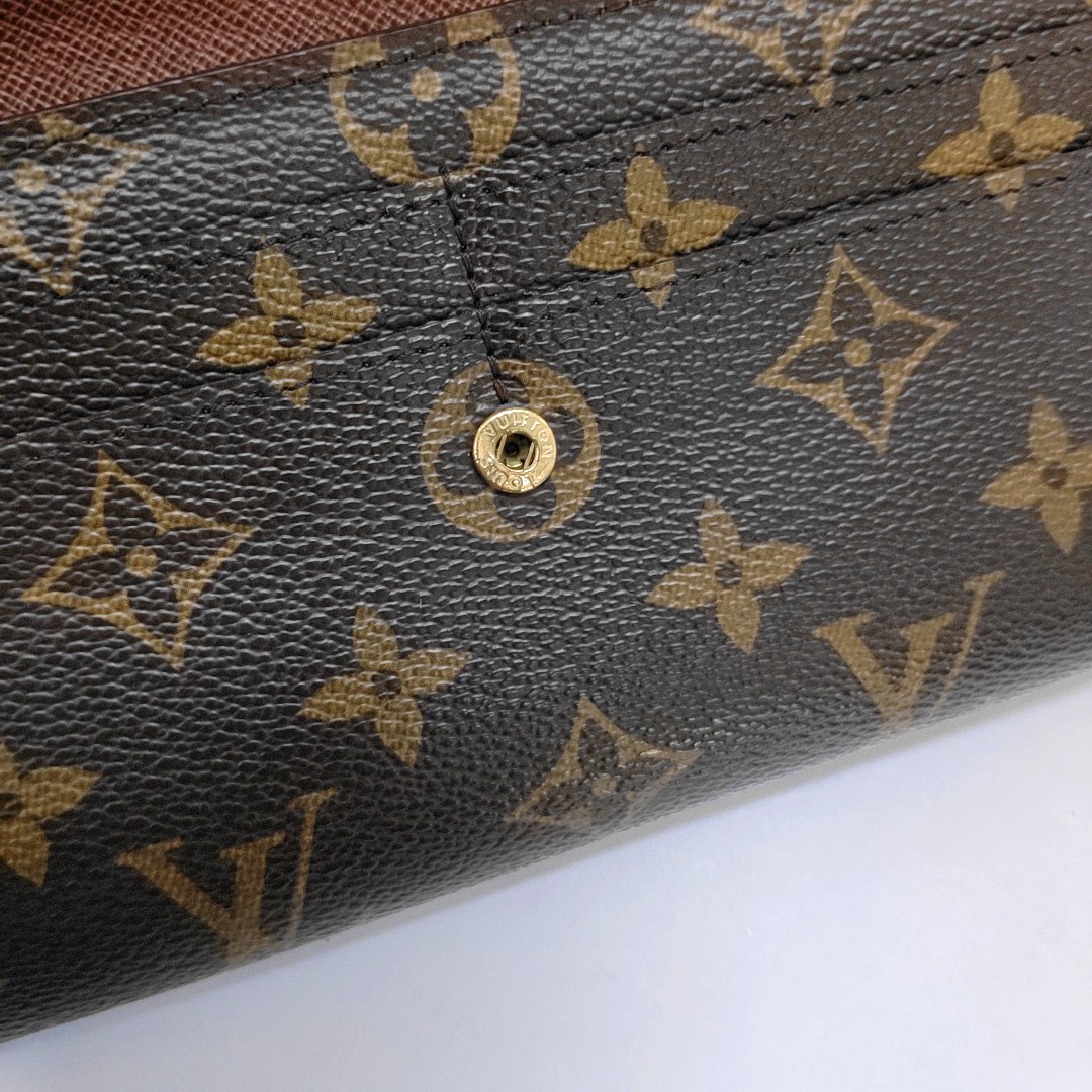 LOUIS VUITTON PORTE MONNAIE Brown coated canvas vintage wallet Golden hardware-(SKU)-956342915