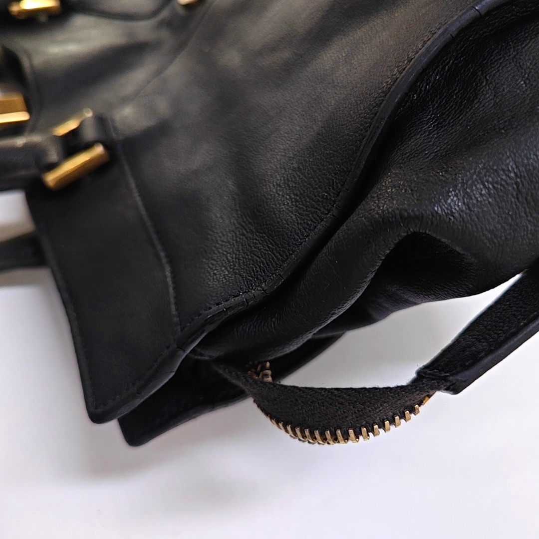 YSL CHYC Y LIGNE Small size Black cowhide tote bag Golden hardware-(SKU)-950515065