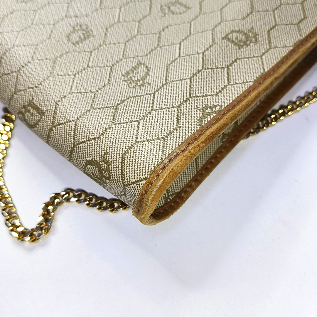 DIOR Khaki Coated Canvas Monogram Printed Shoulder Bag Golden hardware-(SKU)-957692854