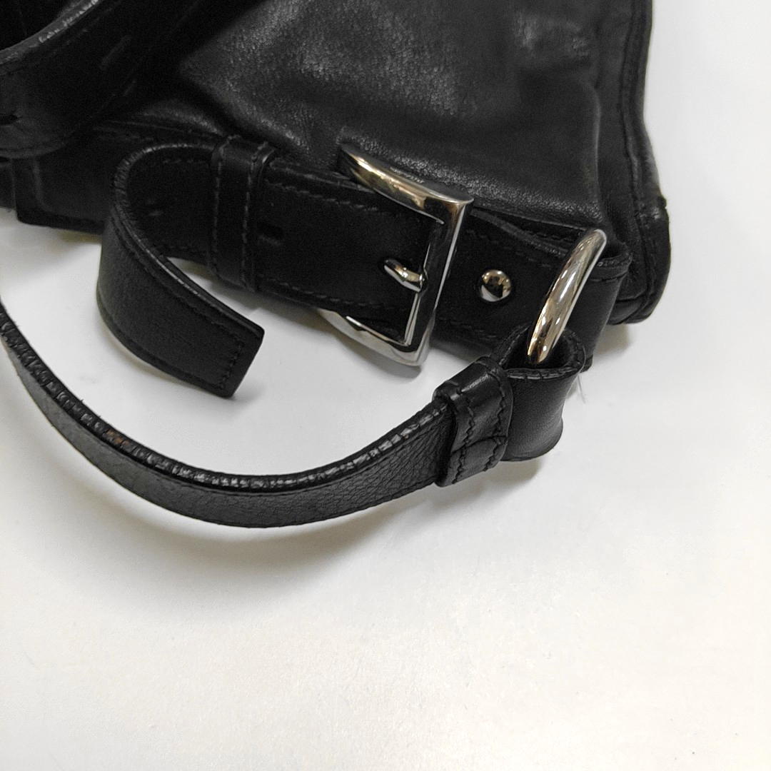 PRADA Black Leather Crossbody Bag Single Shoulder Bag Silver Hardware-(SKU)-960372112