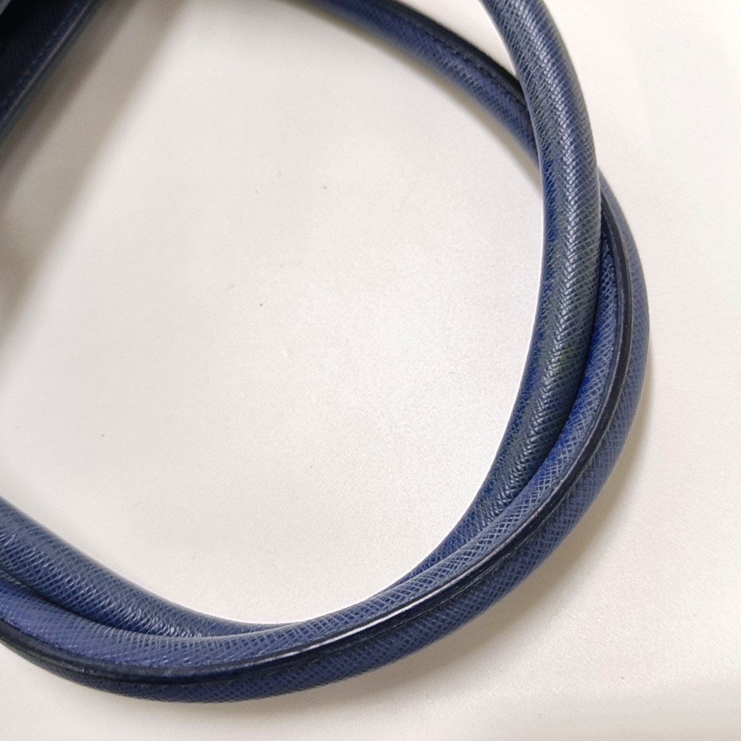 PRADA Galleria Large size Dark Blue Calfskin Logo Crossgrain Killer Bag Crossbody Bag Single Shoulder Bag Handbag Golden hardware Removable shoulder strap-(SKU)-958814662