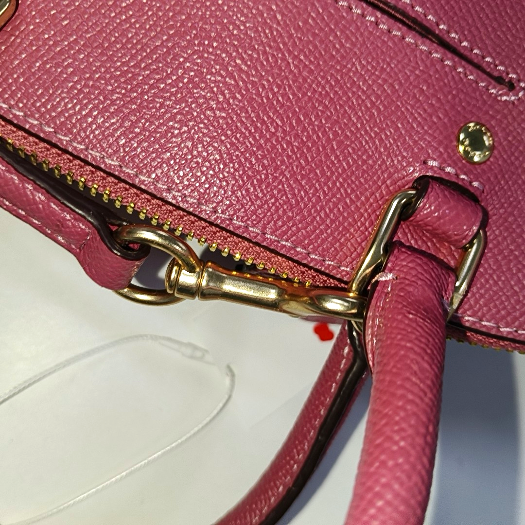 COACH SIERRA Medium size Rose Red Leather Single Shoulder Bag Crossbody Tote Golden hardware Removable shoulder strap-(SKU)-942911371