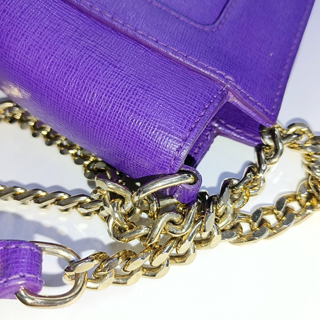 FURLA Purple Leather Sling Bag Crossbody Bag Golden hardware-(SKU)-941286665