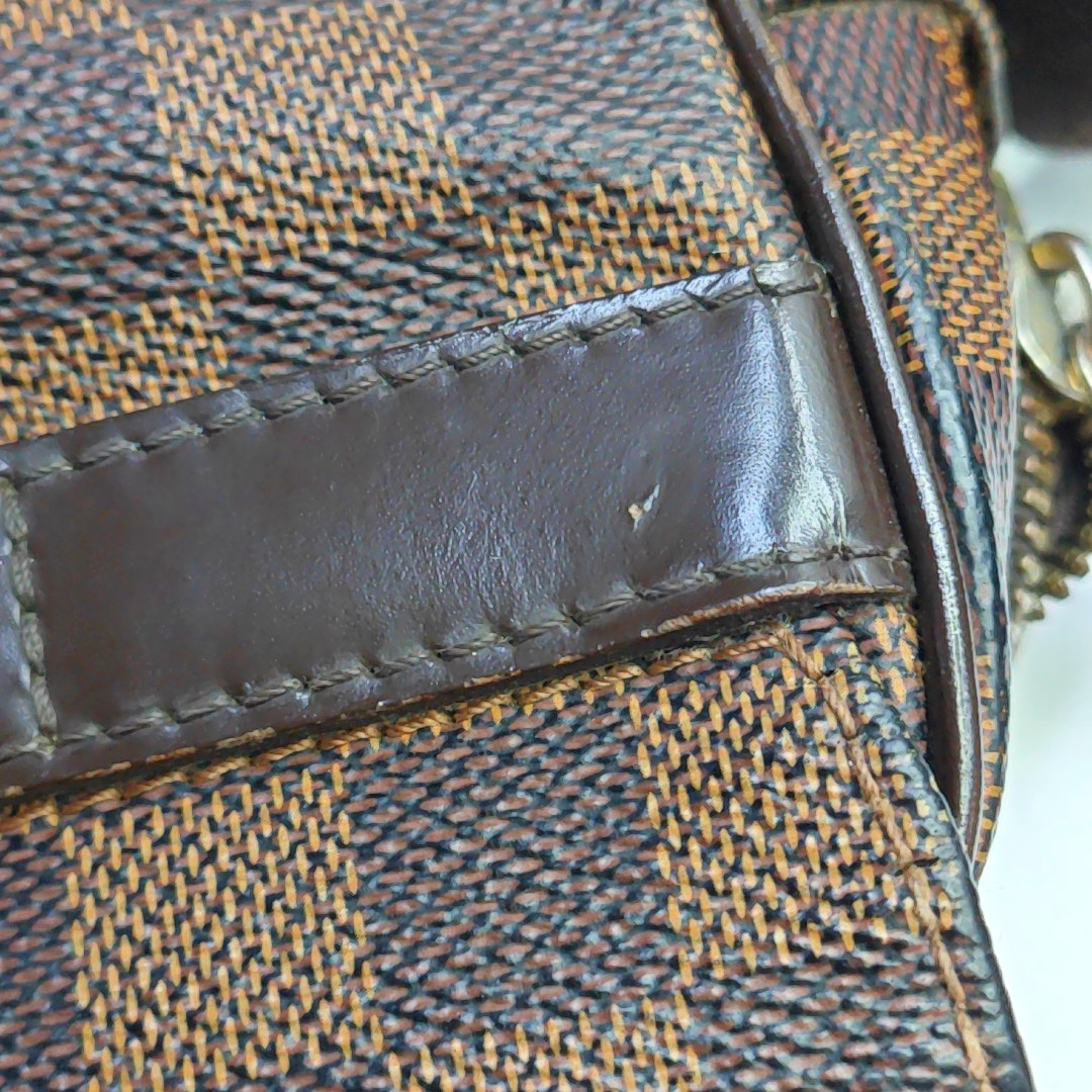 LOUIS VUITTON SHELTON Medium size Brown coated canvas checkered postman bag crossbody single shoulder bag Golden hardware-(SKU)-946505264