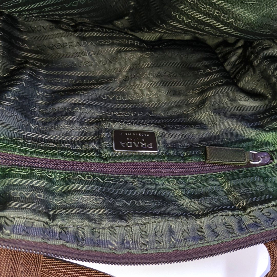PRADA Tote bag Green Nylon Logo Handbag Silver Green Hardware-(SKU)-935552003