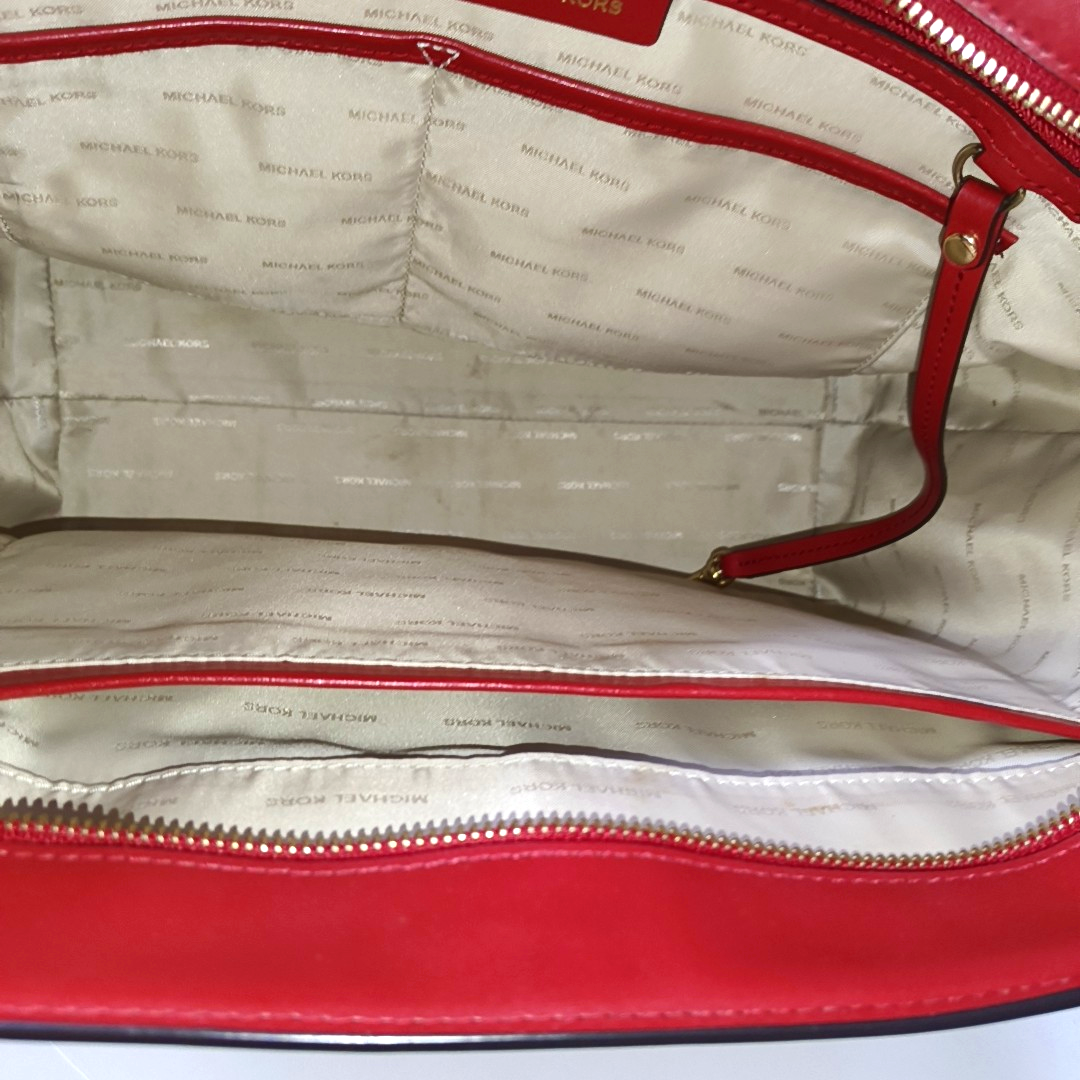 MICHAEL KORS Tote bag Red Leather Shoulder Bag Handbag Golden hardware-(SKU)-934050608