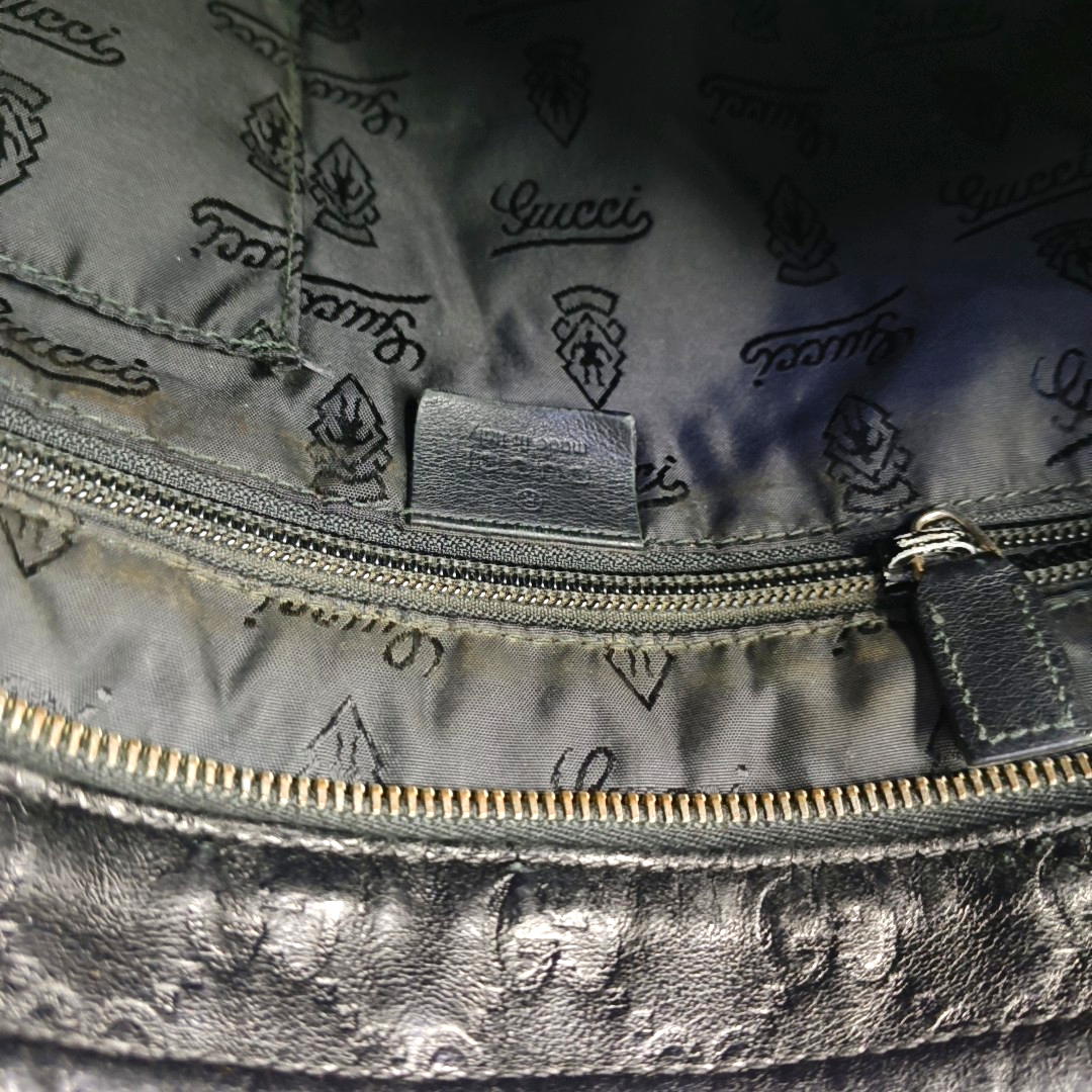 GUCCI GG Imprime Black Cowhide Monogrammed Quilted Crossbody Shoulder Bag Golden hardware-(SKU)-960401347