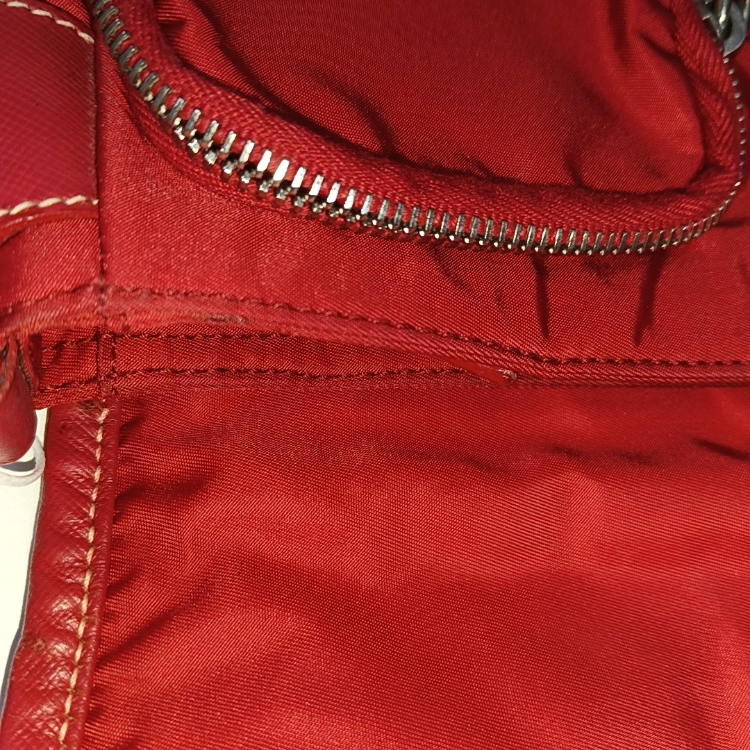 PRADA Red Nylon Single Shoulder Bag Silver Hardware Removable shoulder strap-(SKU)-939884646