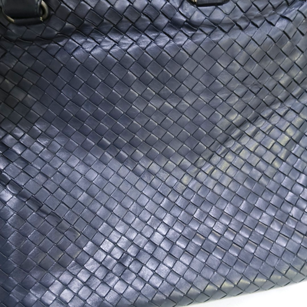 BOTTEGA VENETA Dark Blue Sheepskin Woven Single Shoulder Bag Handbag Ruthenium color hardware Removable shoulder strap-(SKU)-954022155