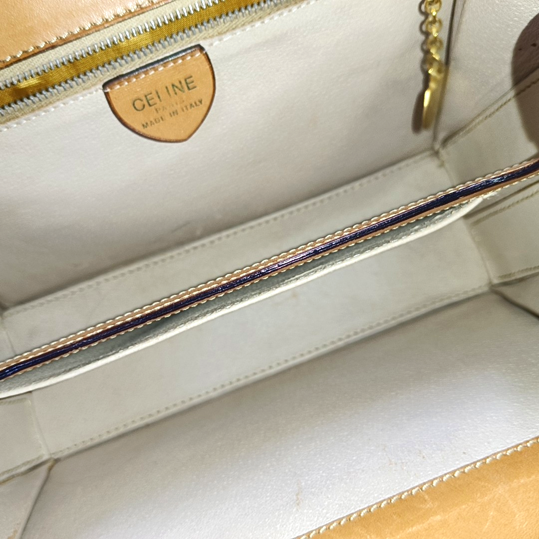 CELINE Brown Coated Canvas Triumph Tote Bag Golden hardware-(SKU)-959942823