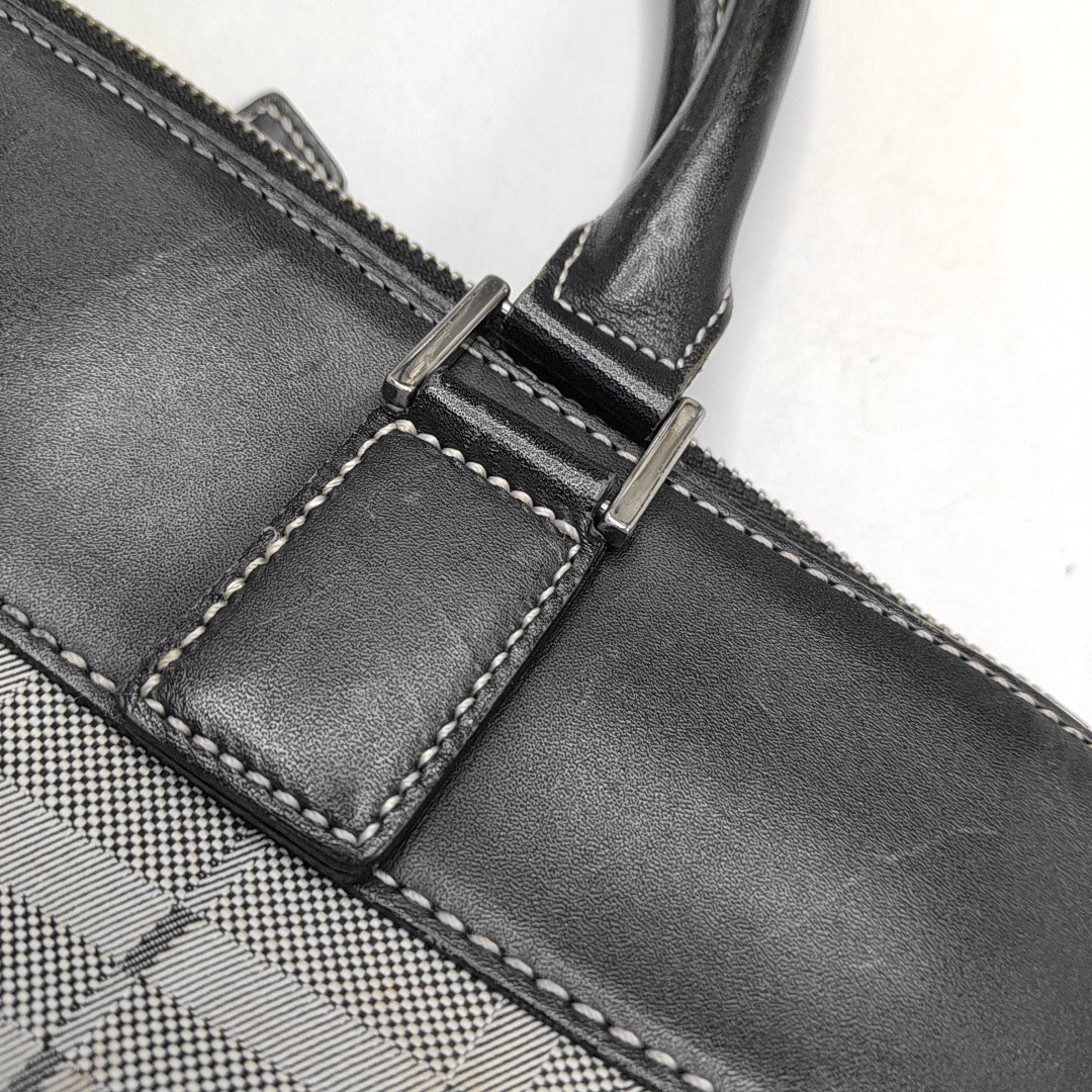 BURBERRY Tote bag Small size Gray Canvas Battle Horse Stripe Handbag Silver Hardware-(SKU)-944050541