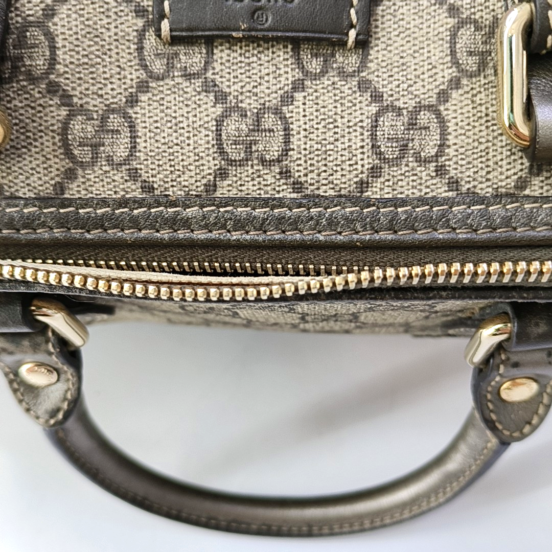GUCCI Joy Brown Suede Leather Monogram Embroidery Tote Bag Golden hardware-(SKU)-959989784