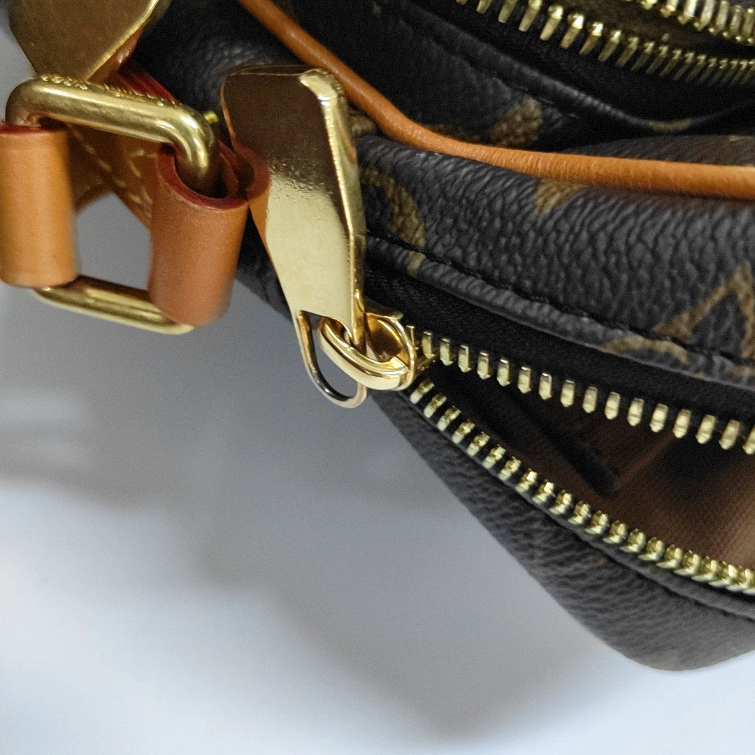LOUIS VUITTON AMAZON Brown Coated Canvas Monogram Single Shoulder Bag Crossbody Bag with Gold Hardware-(SKU)-967684136