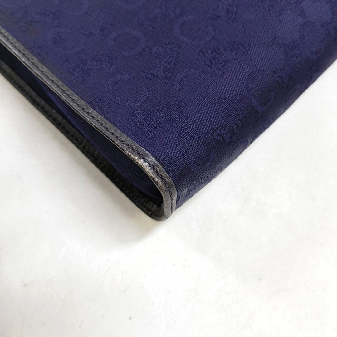 CELINE Dark Blue Canvas Floral Handbag Golden hardware-(SKU)-950300575