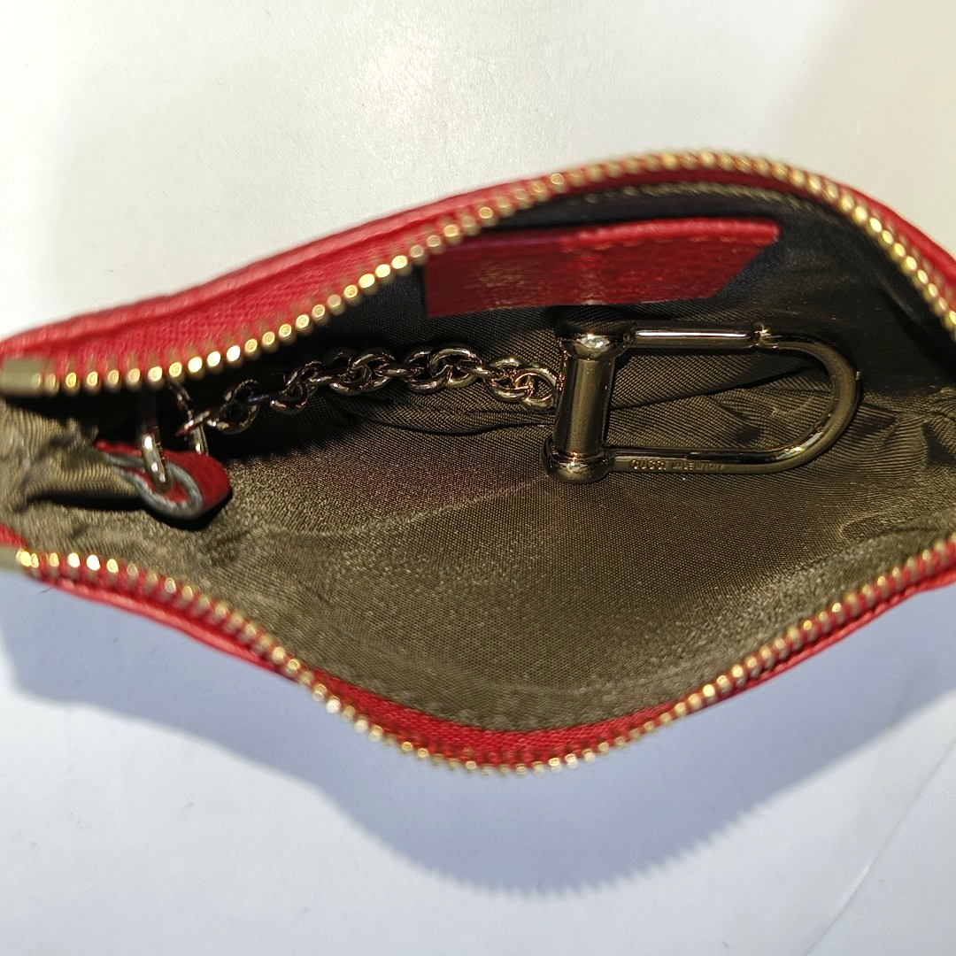 GUCCI Red Leather Change Purse Golden hardware-(SKU)-943942192