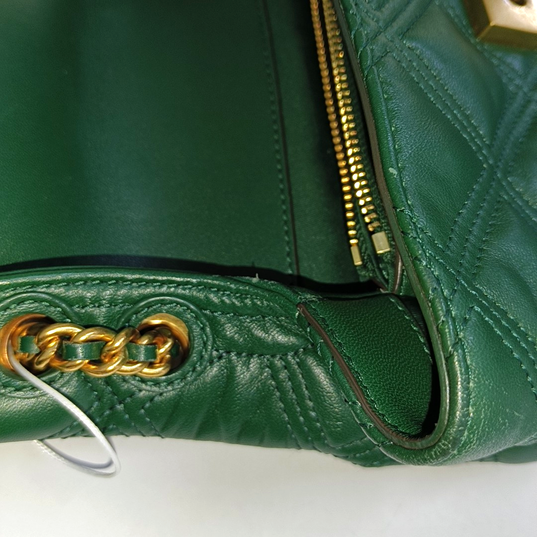 TORY BURCH Fleming Small size Dark Green Calfskin Quilted Crossbody Bag Single Shoulder Bag Golden hardware-(SKU)-942679197