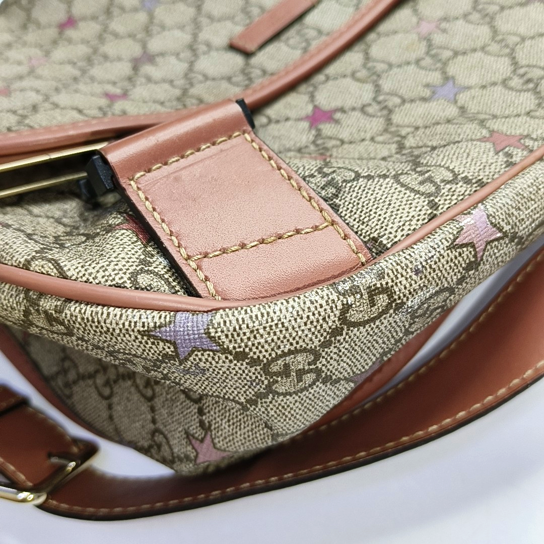 GUCCI Multicolor Coated Canvas Vintage Print Single Shoulder Bag Crossbody Bag Golden hardware-(SKU)-953527421