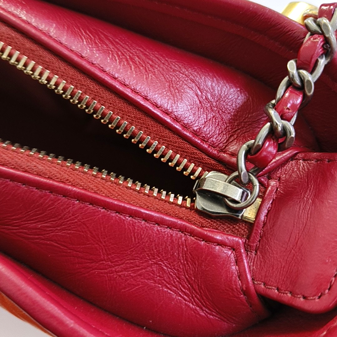 CHANEL GABRIELLE Small Orange Calfskin Quilted V-Shape Shoulder Bag Crossbody Bag Detachable Strap-(SKU)-958064950