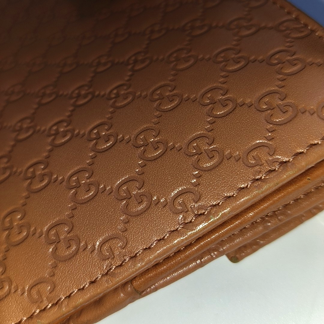 GUCCI Nude Pink Cowhide Monogram Embossed Wallet Golden hardware-(SKU)-933631362