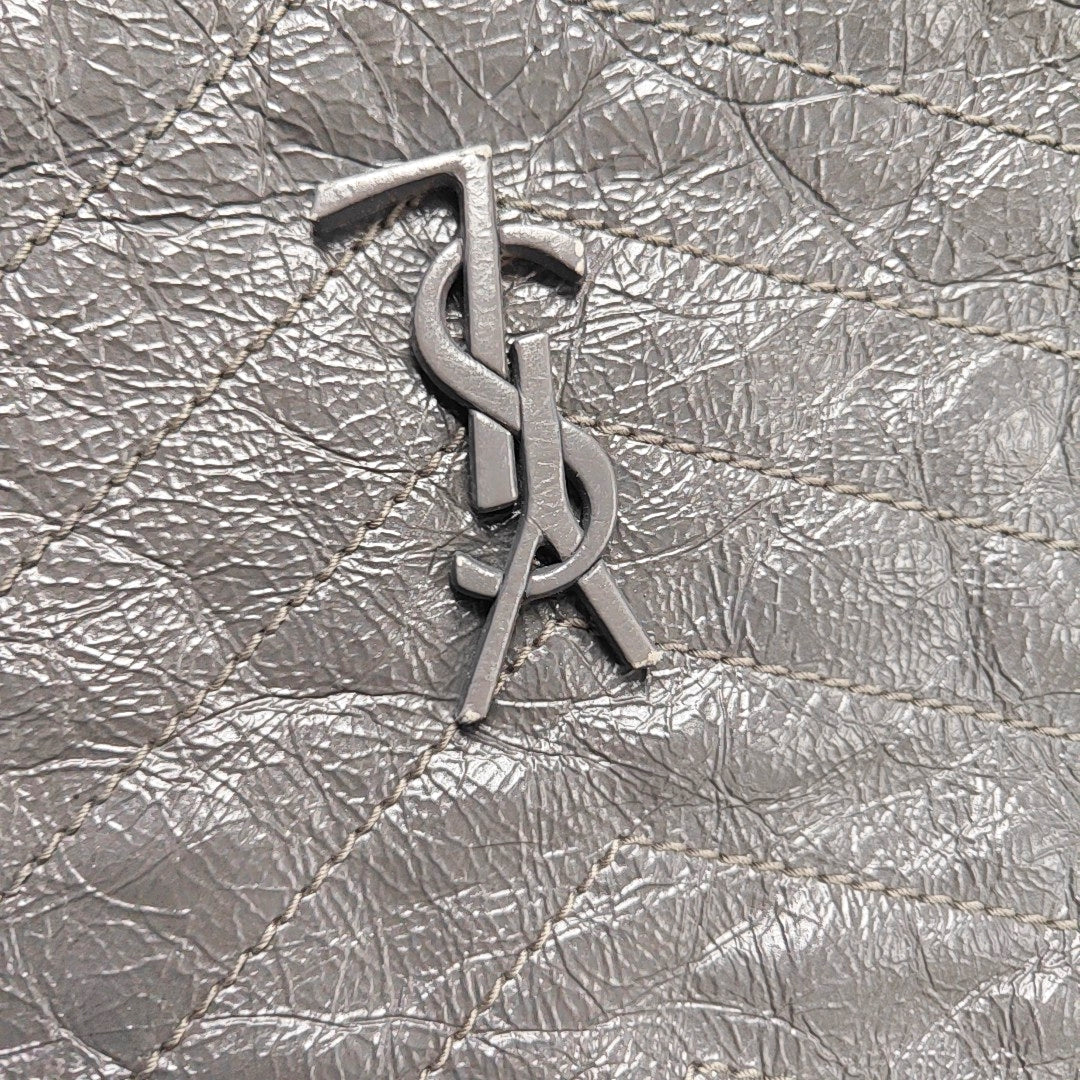 YSL NIKI Medium Size Dark Grey CalfskinSingle Shoulder Bag Tote with Palladium Hardware-(SKU)-970510636