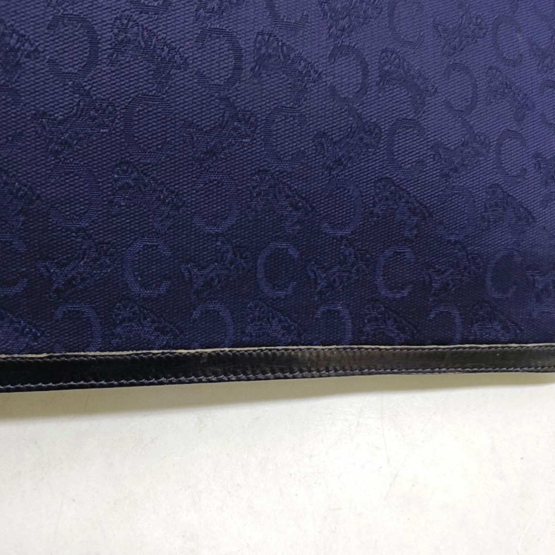 CELINE Dark Blue Canvas Floral Handbag Golden hardware-(SKU)-950300575