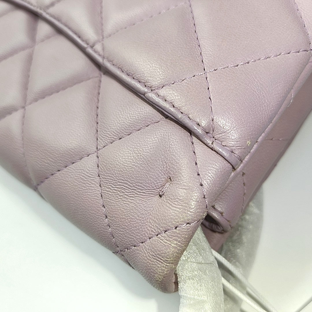 CHANEL CLASSIC FLAP Light Purple Lamb Leather Quilted Shoulder Bag with Removable Strap-(SKU)-968118036