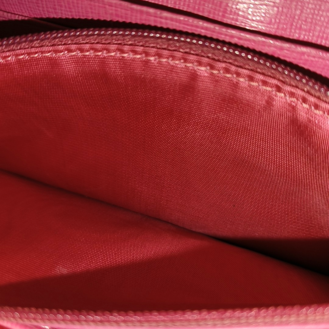FURLA Pink Leather Embossed Sling Bag Single Shoulder Bag Golden hardware Removable shoulder strap-(SKU)-939936046