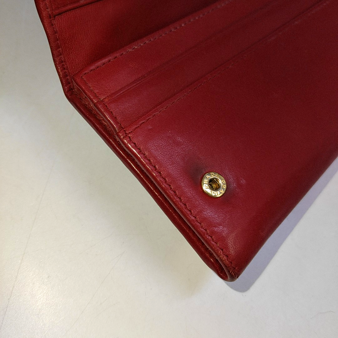 PRADA Red Cowhide Logo Wallet Golden hardware-(SKU)-942850390