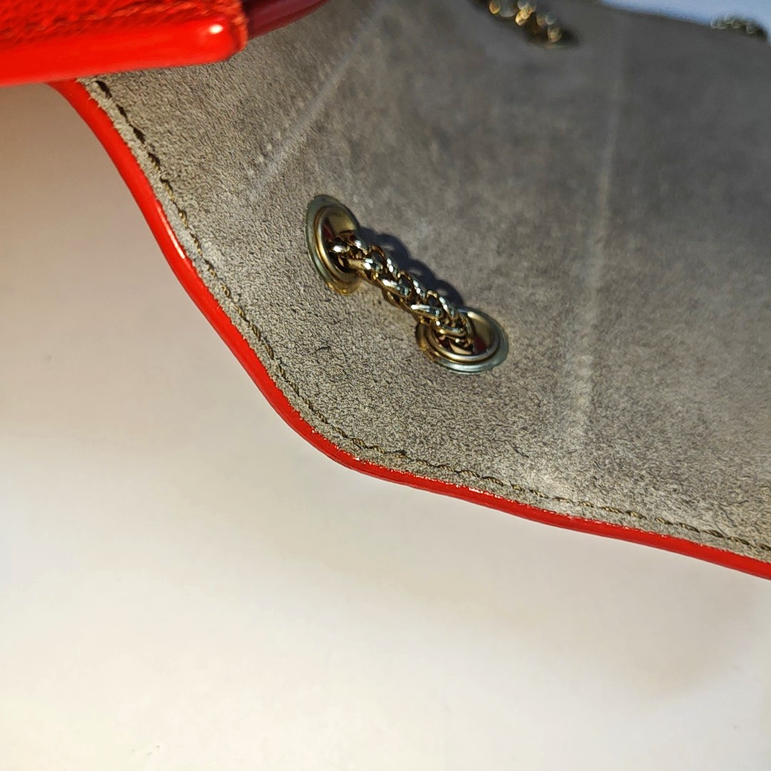 FURLA Red Leather Rivets Shoulder Bag Crossbody Bag Golden hardware-(SKU)-940159731