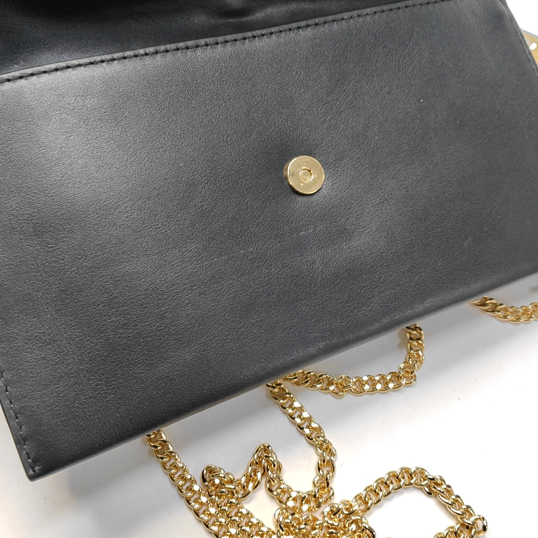 MICHAEL KORS Black Leather Embellished Shoulder Bag Crossbody Golden hardware Removable shoulder strap-(SKU)-942807098