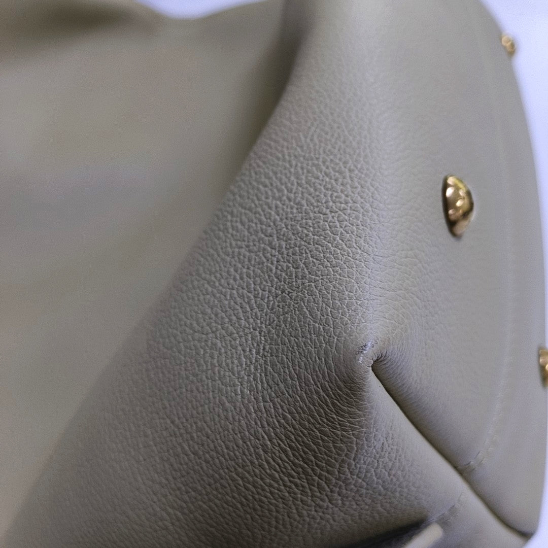 LOUIS VUITTON LOW KEY HOBO Medium Size Greenish Grey Calfskin Monogram Shoulder Bag, Handbag with Detachable Strap-(SKU)-966606063